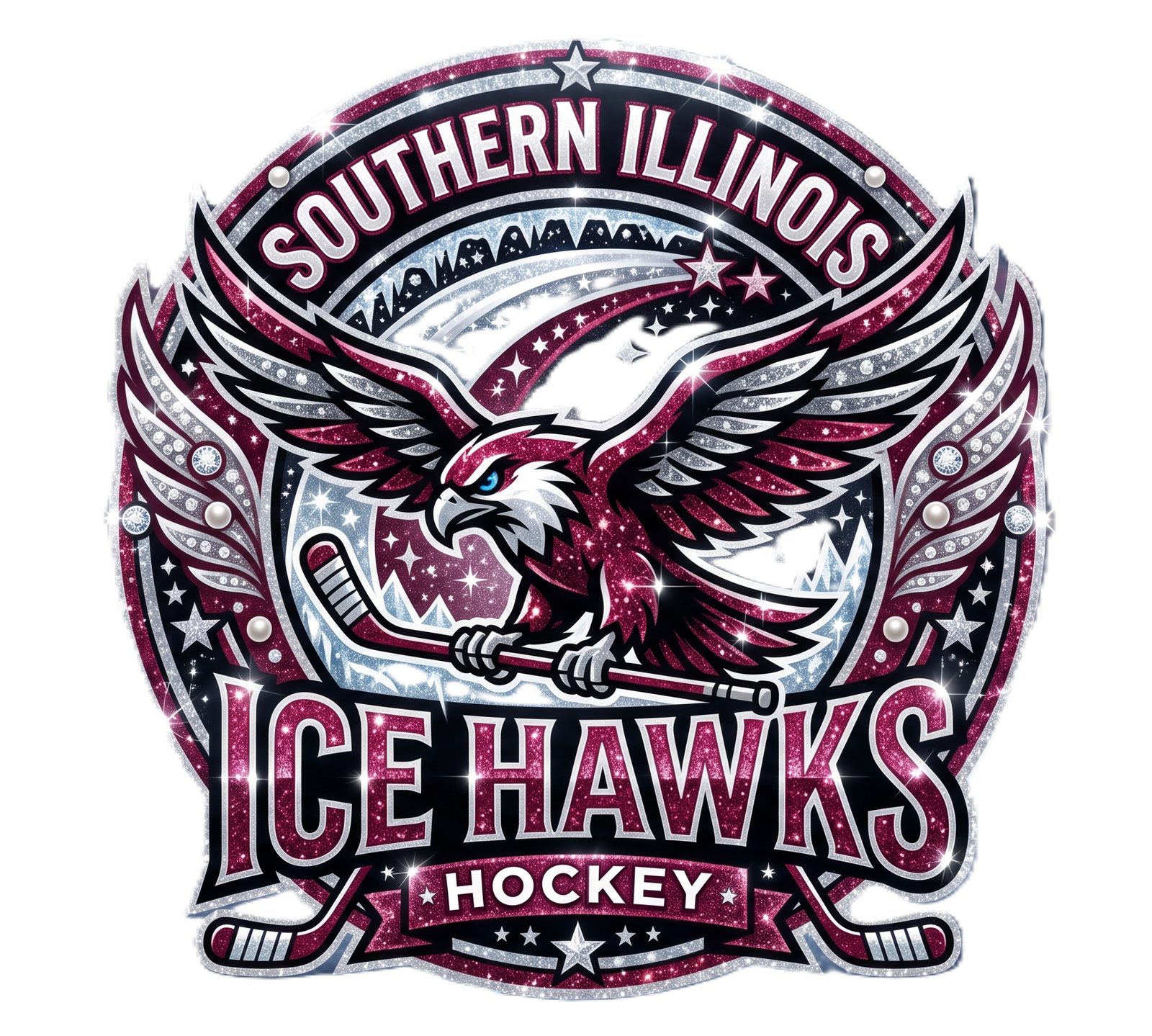 Southern Illinois Ice Hawks - Glitter Crest | Drinkware