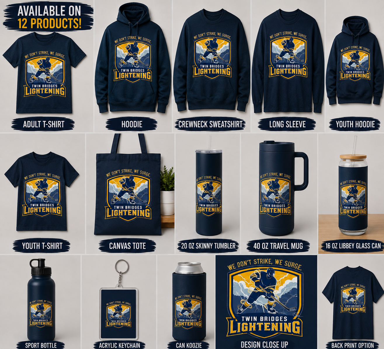 Twin Bridges Lightning - We Don't Strike, We Surge | Drinkware - Image 2